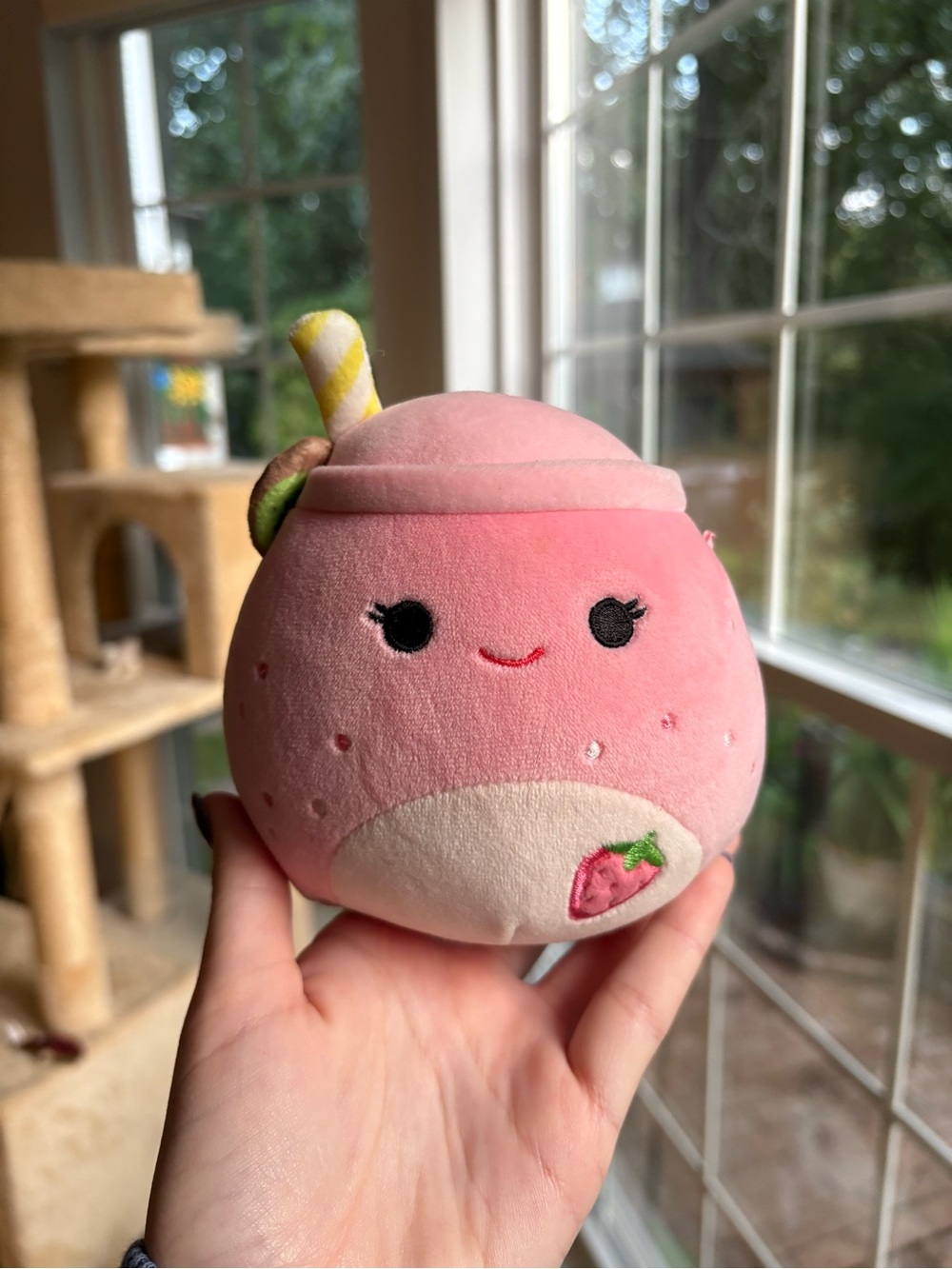 Snell the pink strawberry kiwi shake scented squishmallow NWOT 5in